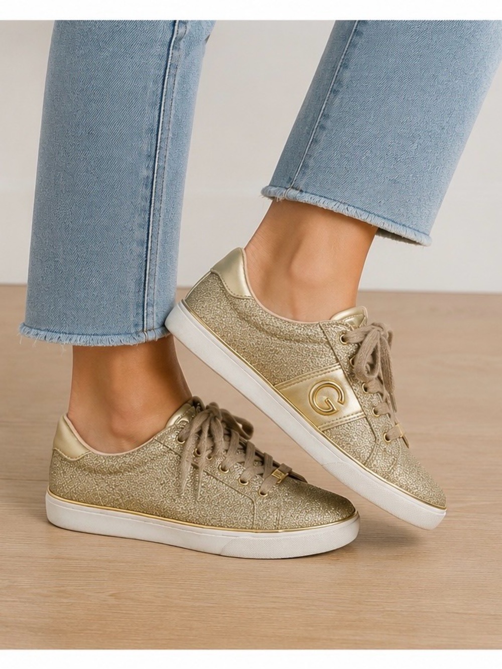 GBG Guess Gold Glitter Sneakers Size 8